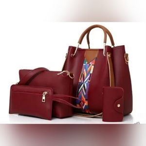 4pcs/set Women Ladies Leather Handbag Shoulder Tote Purse Satchel Messenger Bag
